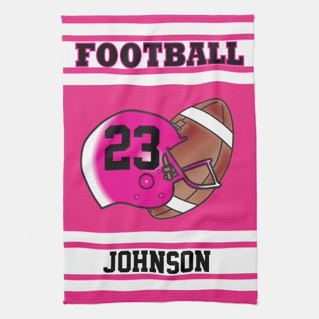Pink-u. Weiß-Streifen-Fußball Jersey Geschirrtuch (Vertikal)