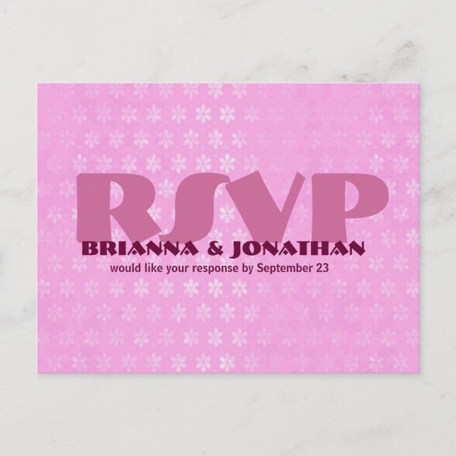 Pink UAWG Wedding Response Postcard Einladungspostkarte (Vorderseite)