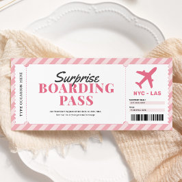 Pink Überraschung Boarding Pass Flugzeug Geschenkk Einladung