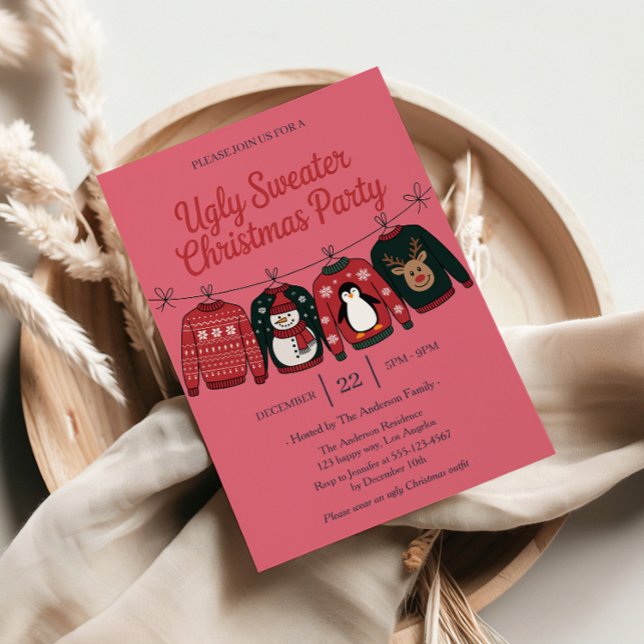 Pink Ugge Sweater Holiday Party | Weihnachten Einladung (Von Creator hochgeladen)