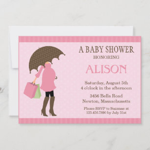 Pink Umbrella Babydusche Einladung
