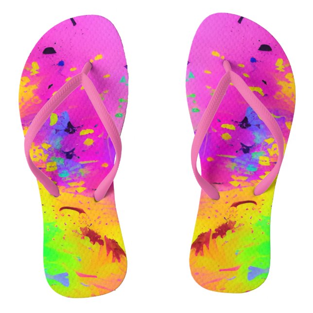 Pink und Abstrakter Putz Flip Flops (Fußbett)