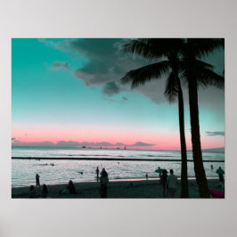 Pink und Aqua Sky Hawaii Beach Poster