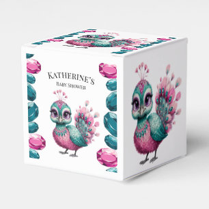 Pink und Aquamarin Jewel Baby Peacock Baby Dusche Geschenkschachtel