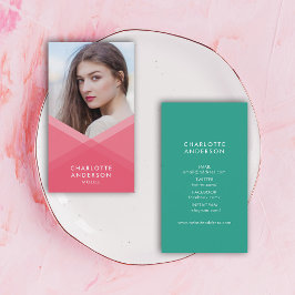 Pink und Aquamarin Layered Geometric Social Media  Visitenkarte