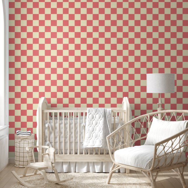 Pink und Beige Checkerboard Tapete (Kinder)