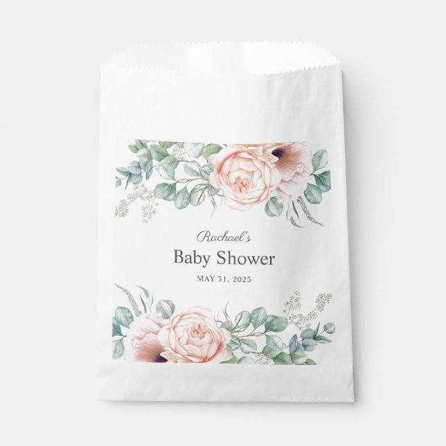 Pink und Beige Wasserfarben BläsernBaby-Dusche Geschenktütchen (Vorderseite)