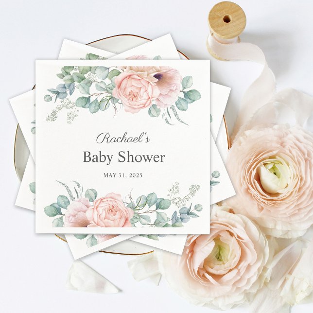 Pink und Beige Wasserfarben BläsernBaby-Dusche Serviette (Von Creator hochgeladen)
