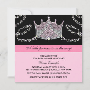Pink und Black Baby Girl Princess Babydusche Einladung
