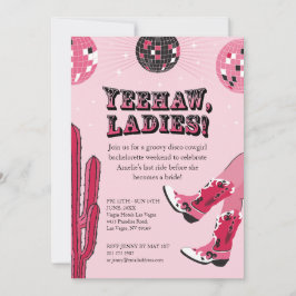 Pink und Black Disco Cowgirl Bachelorette Weekend Einladung