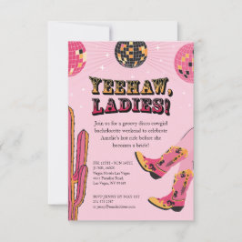 Pink und Black Disco Cowgirl Bachelorette Weekend Einladung