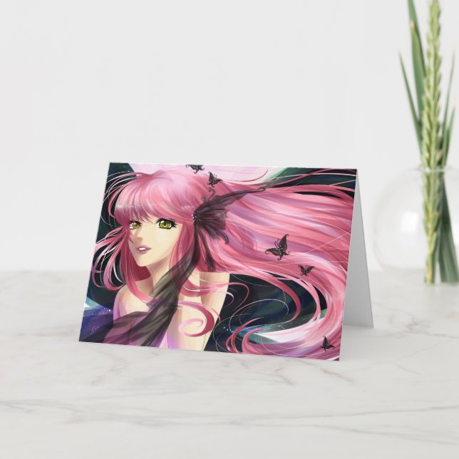 Pink und Black Fantasy Grußkarte Karte (Vorderseite)