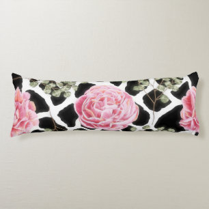 Pink und Black Giraffe Muster und Blume Seitenschläferkissen