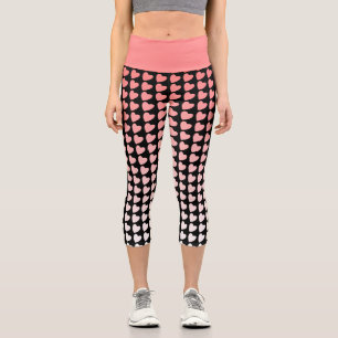 Pink und Black Heart Pattern Gradient Girl Capri Leggings