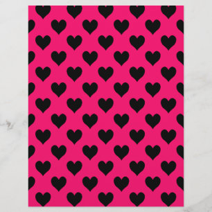 Pink und Black Heart Pattern Papier
