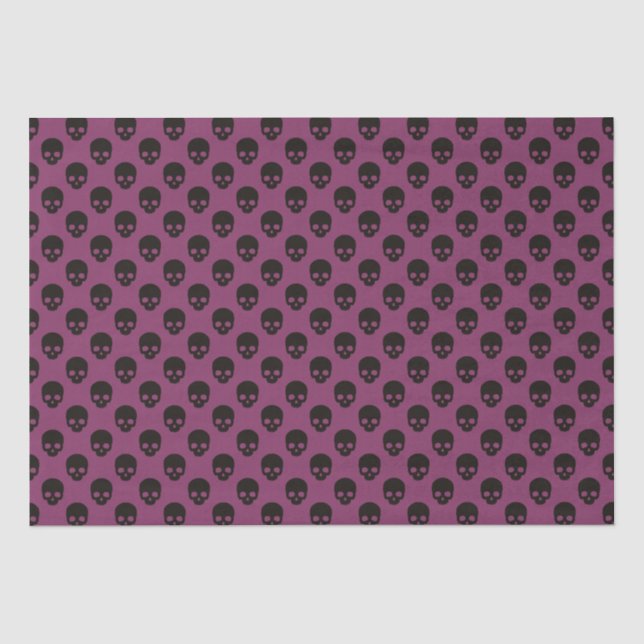 Pink und Black Little Skulls Muster Halloween Seidenpapier (Vorderseite)