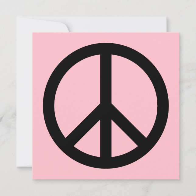 Pink und Black Peace Symbol Blank Einladung (Vorderseite)