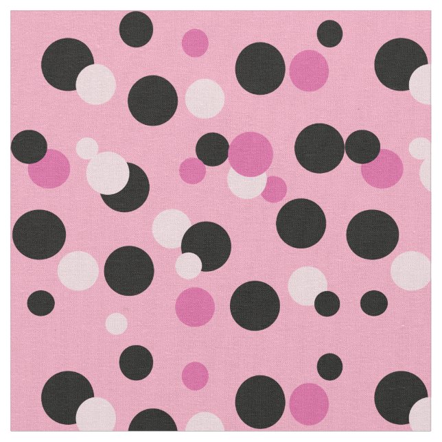 Pink und Black Polka Dot Fabric Stoff (Nahaufnahme)