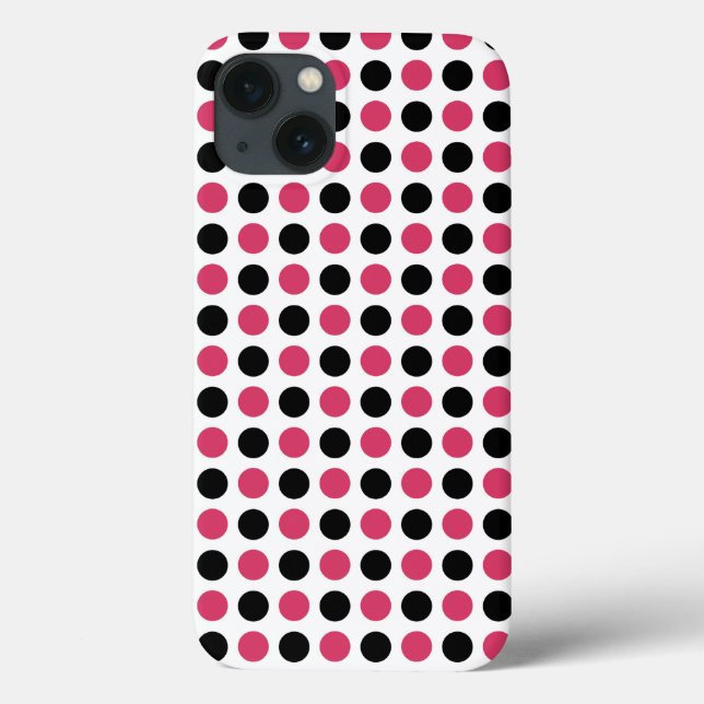 Pink und Black Polka Dot Pattern Case-Mate iPhone Hülle (Rückseite)