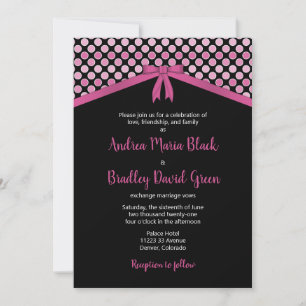 Pink und Black Polka Dots Einladung zur Hochzeit