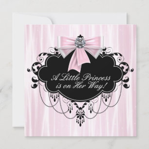 Pink und Black Princess Babydusche Einladung