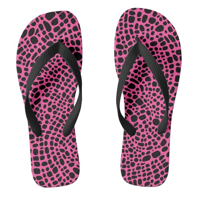 Pink und Black Psychedelic Oragnic Hautmuster Flip Flops (Fußbett)