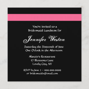 PINK und BLACK Rose Bridesmaid Luncheon Einladung