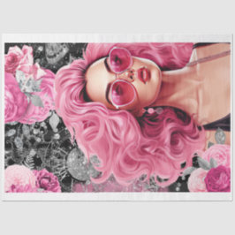 Pink und Black Shabby Glam Frauen Dekoupage Papier