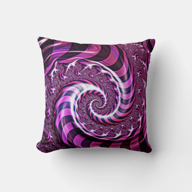 Pink und Black Spiral Illusion Kissen (Vorderseite)