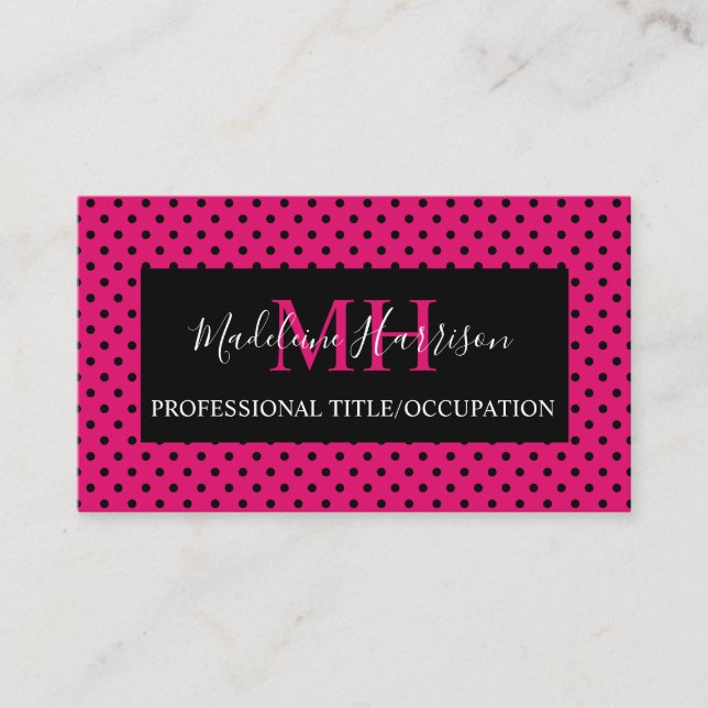 Pink und Black Trendy Visitenkarte (Vorderseite)