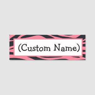 Pink und Black Zebra Animal Print Namensschild