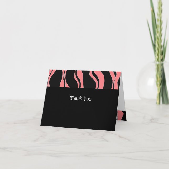 Pink und Black Zebra Stripe Vielen Dank Dankeskarte (Vorderseite)