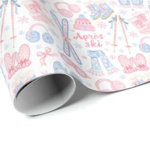 Pink und Blau Après-Ski Geschenkpapier