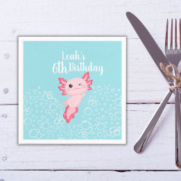 Pink und blau Axolotl Geburtstag PaPaper Napkin Serviette