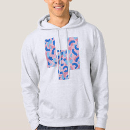 Pink und Blau geteilte Doodle-Muster Hoodie