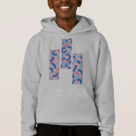 Pink und Blau geteilte Doodle-Muster Hoodie