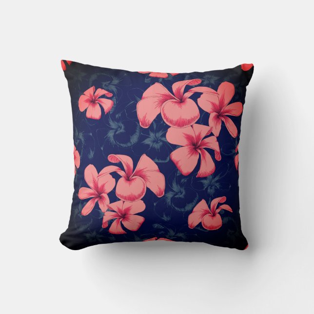 Pink und blau Illustriertes Blumenmuster Muster Ki Kissen (Vorderseite)