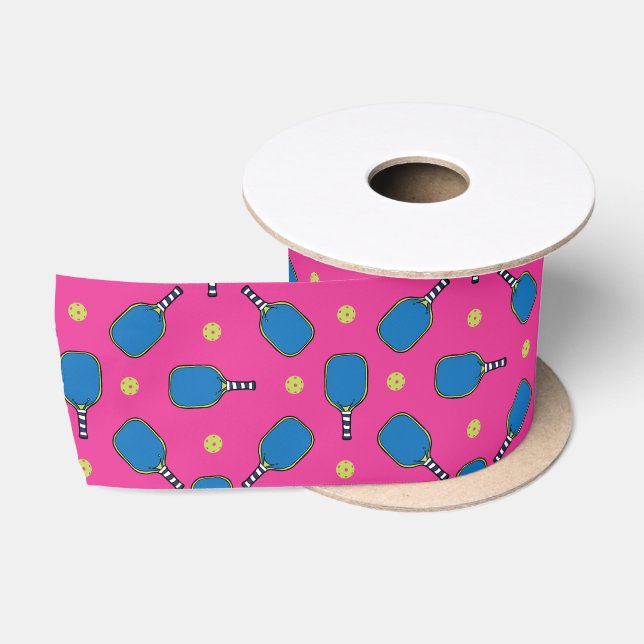 Pink und blau Pickleball Playtime Satinband (Spule)