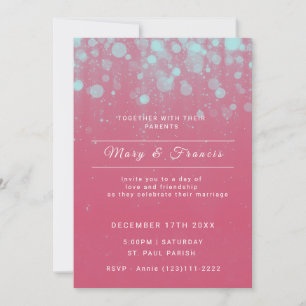 Pink- und Blaulichter und Glitter-Hochzeit Einladung