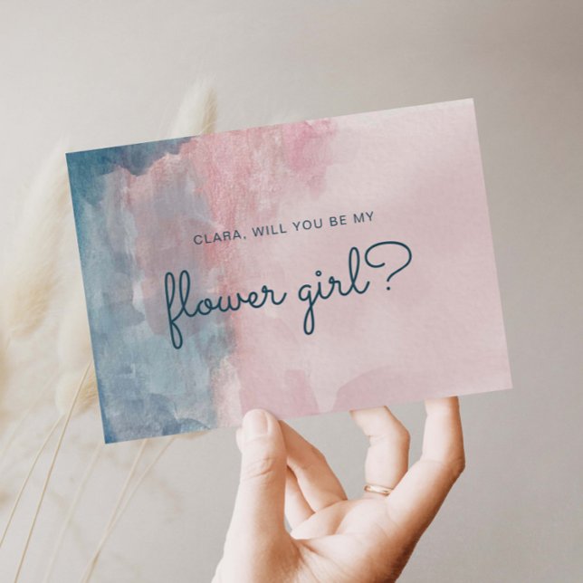 Pink und Blue Aquarell Blume Girl Card Einladung (Von Creator hochgeladen)