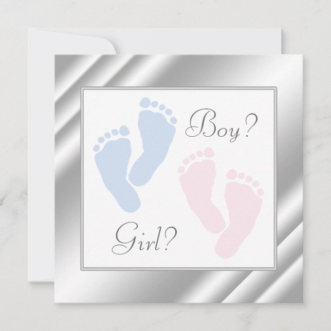 Pink und Blue Baby Feet Gender Reveal Einladung (Vorderseite)