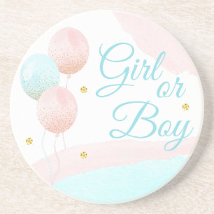 Pink und Blue Balloons Junge oder Girl Gender Reve Getränkeuntersetzer