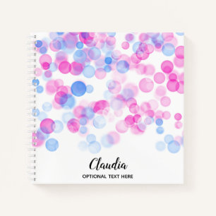 Pink und Blue Bokeh-Effekt Punkte Personalisiert Notizbuch