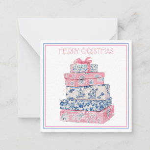Pink und Blue Chinoiserie Weihnachtsgeschenke Mitteilungskarte