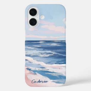 Pink und Blue Coasta Beach Gouache Art iPhone 16 Hülle