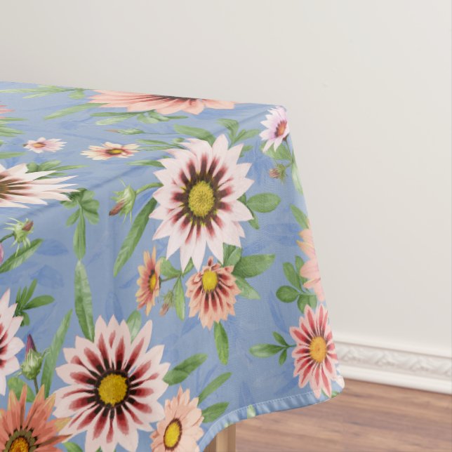 Pink und Blue Daisy Botanische Kunst-Design Tischdecke (Beispiel)