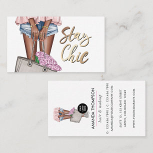 Pink und Blue Denim floral Busine Visitenkarte