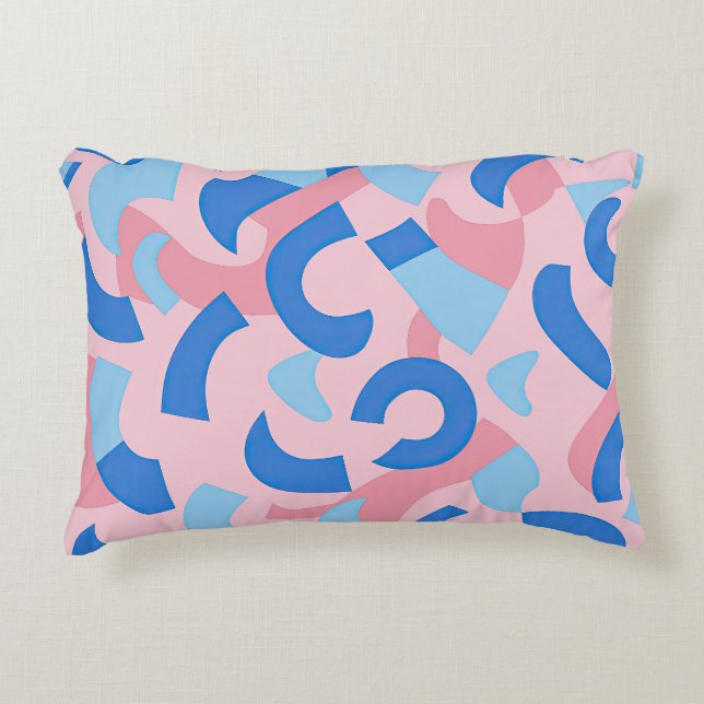 Pink und Blue Doodle Muster Dekokissen (Vorderseite)