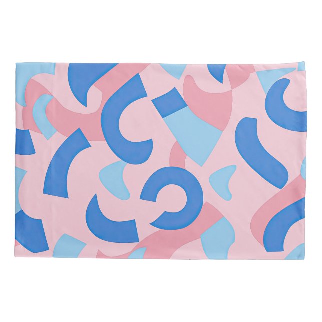 Pink und Blue Doodle Muster Kissenbezug (Rückseite)
