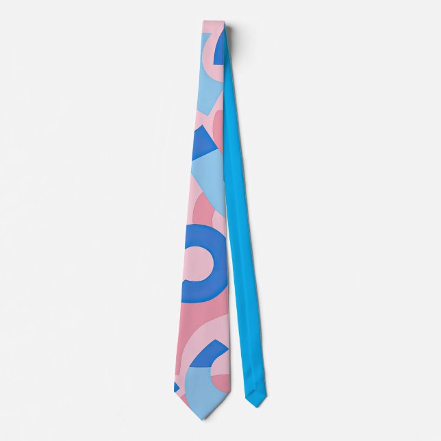 Pink und Blue Doodle Muster Krawatte (Vorderseite)